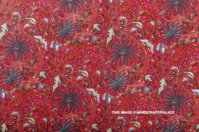 Indien Tissu Coton Bloc Imprimé Desseré Couture Course Artisanat Par 4.6m