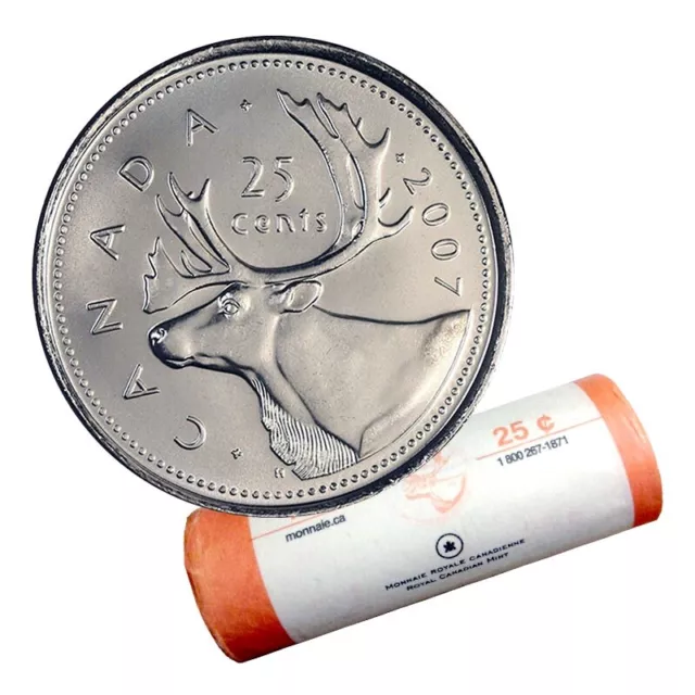 2007 Canadian 25 Cent Caribou Quarter Coin Uncirculated From Mint Roll