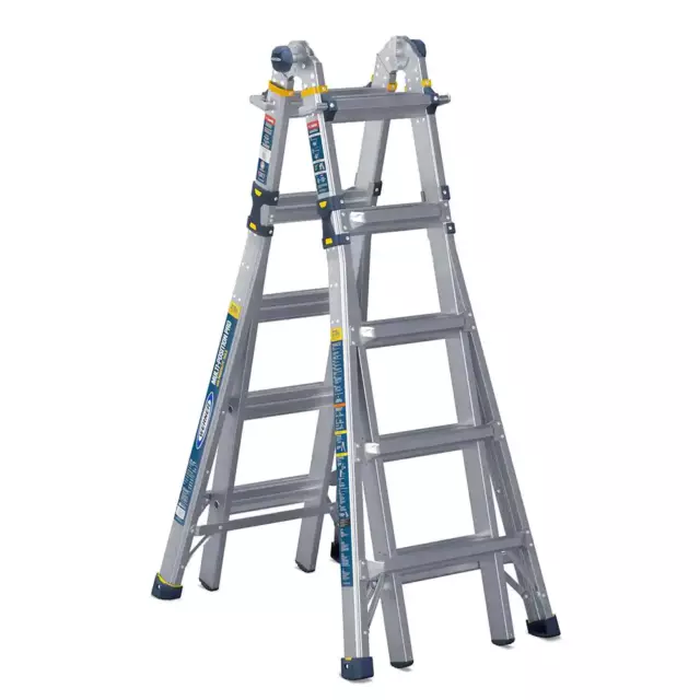 Multi-Position Extension Step Telescopic Ladder Rails Reach Aluminum 5-In-1 Home