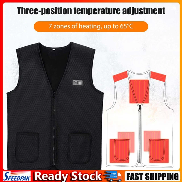 7 Areas Electric Heating Vest Washable Warm Coat Men Winter Warming Jackets (M)