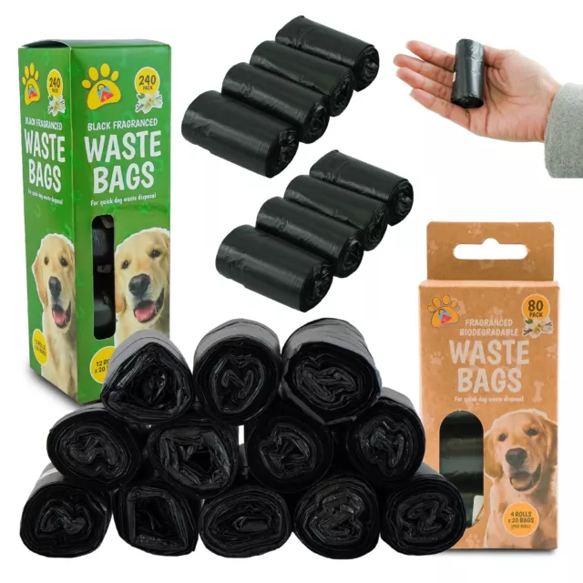 Poo Bags for Dog Waste Bags Stonge Tie Handles Poo Bags Thick Black Pet Poop Bag