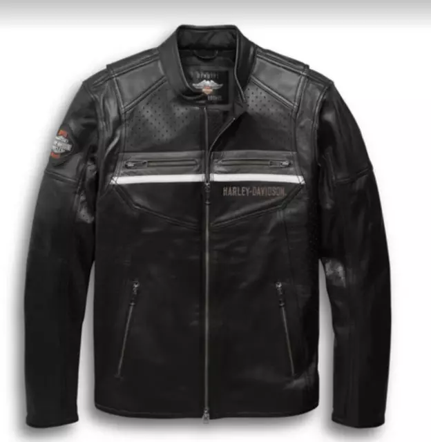 Mens Harley Davidson Llano Perforated Leather Jacket 97038-19VM/000M