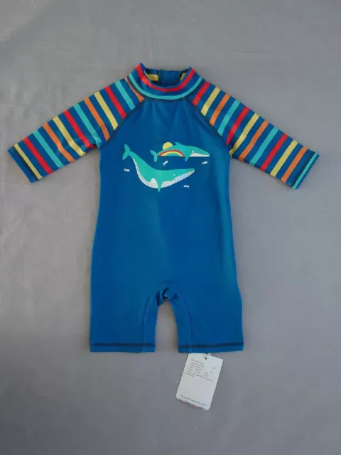 frugi 3-6 months Little Sun Safe Suit/ Sea Blue/Whale