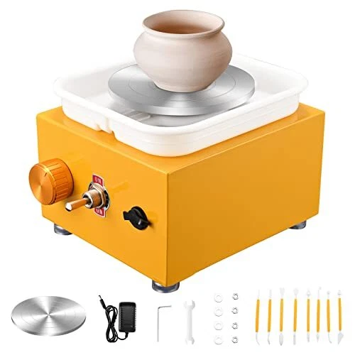 Roue De Poterie National Geographic 8" - Kit Complet Vitesse Variable, Neuf, Gris Et Blanc