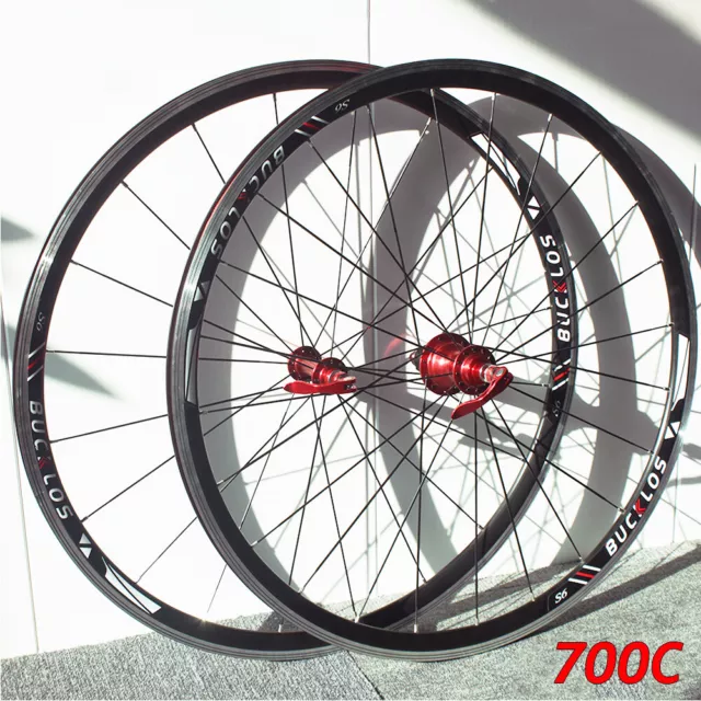 BUCKLOS Road Bike Wheels 700C Aluminum Alloy Clincher Rim Wheelset Front & Rear