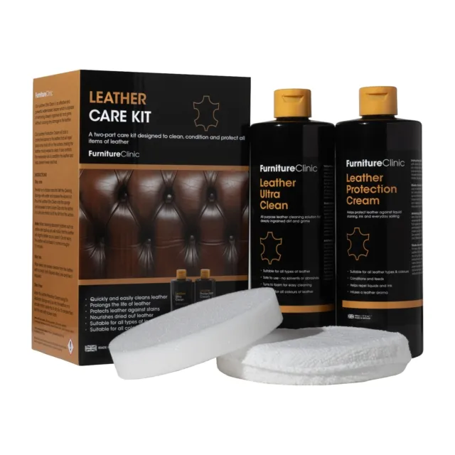 Leather Care Kit - Leather Cleaner & Protector for Sofas, Car Seats, Furniture