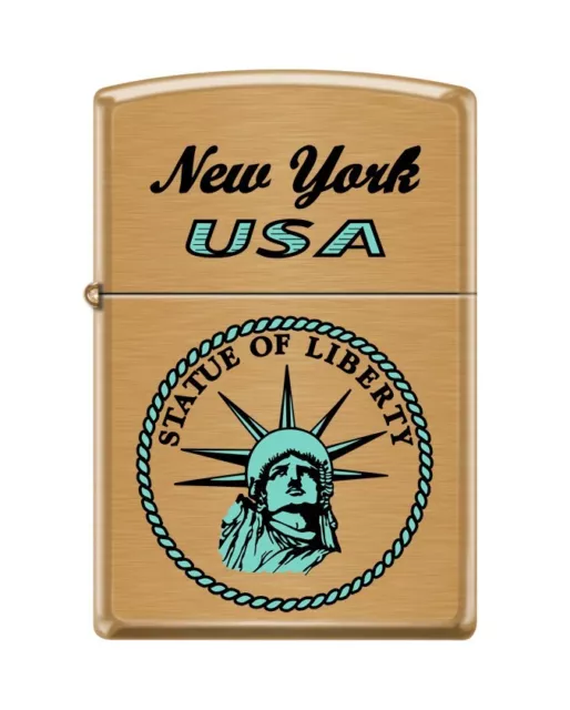 Zippo 6274, New York &  Statue of Liberty, Brushed Brass Finish Lighter