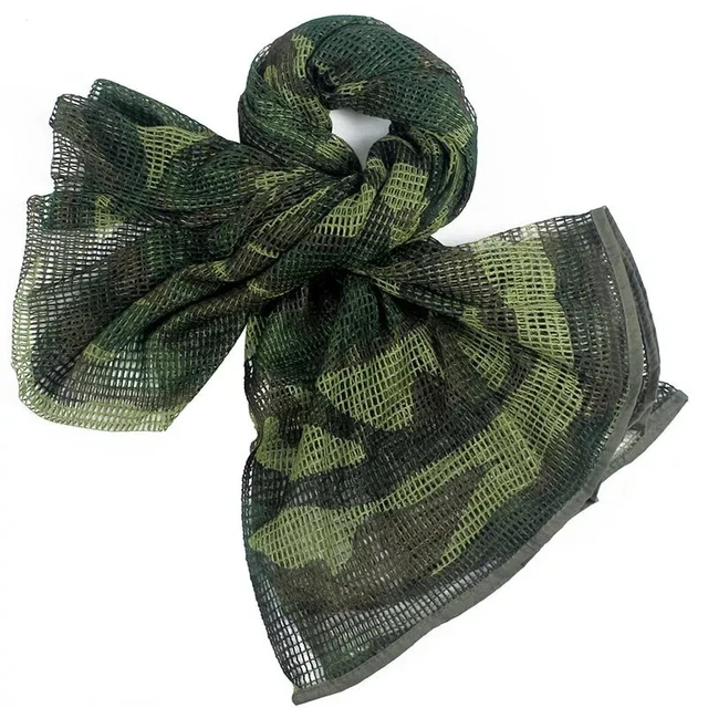 Foulard Maille Outdoor Écharpe Camouflage Maille Coton Gocher - 190x90cm - Multifonction Outdoor Accessoire Airsoft Chasse