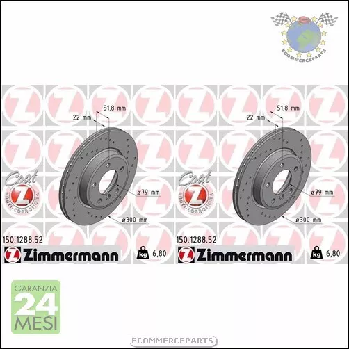 Kit 2x dischi freno Zimmermann SPORTIVO COAT Z Anteriore per BMW Z4 E85 3.0 2.5