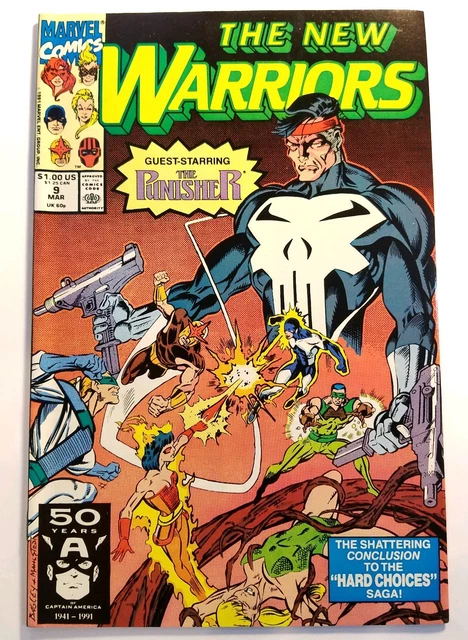 The New Warriors #9, The Punisher Guest, Vol 1, March 1991, Marvel, COMIC BOOK