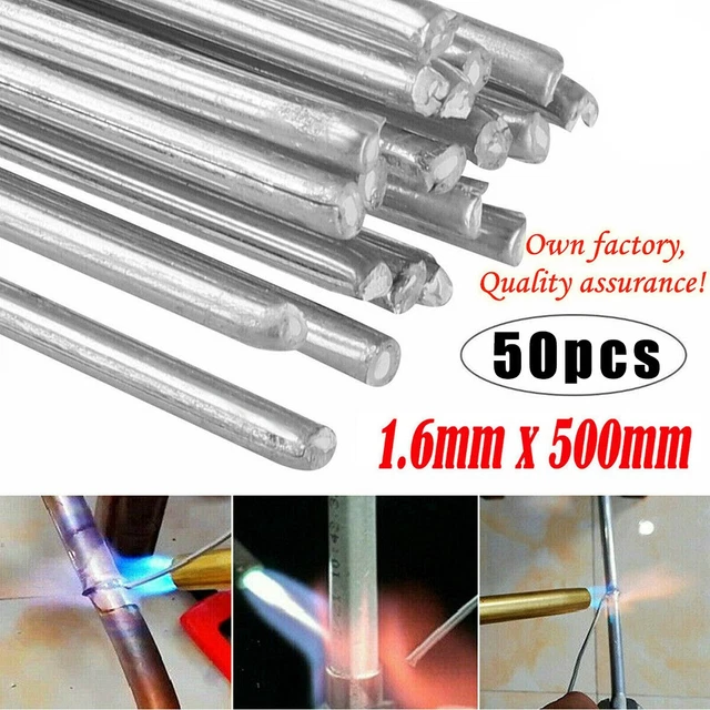 50 Aste Di Saldatura In Alluminio - Per Riparazioni A 380&deg;C - 1.6mm X 300mm - Per Tubi, Serbatoi, Condensatori