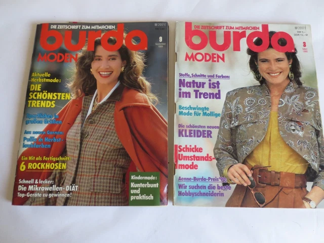 VINTAGE 2 X BURDA MODEN ZEITSCHRIFT 3v 1990 und 9v 1989 ANLEITUNG ...