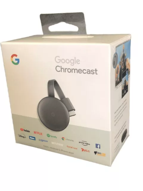 Google Chromecast 3rd Gen Charcoal Grey Digital Media Video Stream HD TV