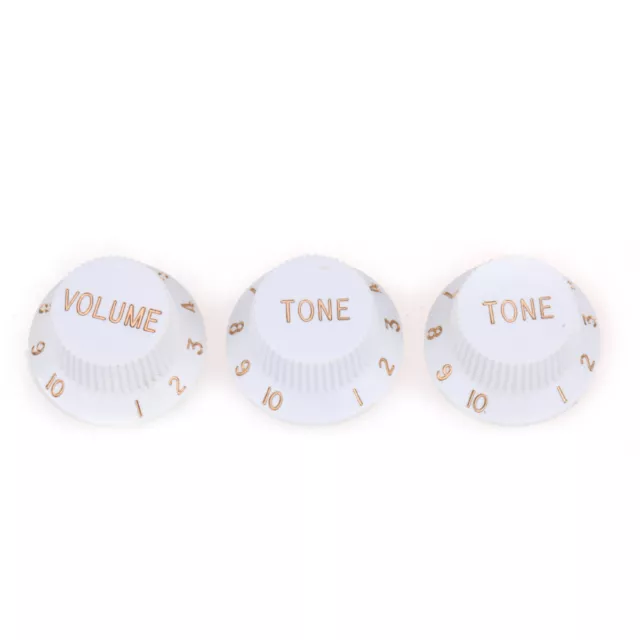 Musiclily Pro White Metric 18 Spline 1 Volume 2 Tone Knob For Asia Strat Guitar