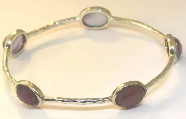 Ippolita Five Station Amethyst Gemstones Rock Candy Sterling Silver Bangle