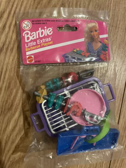 1995 Barbie Little Extras Grill Spielset Mattel neu versiegelt Kebab Grill 67487