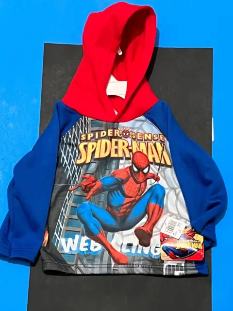 Spiderman Sweatshirt Stylish Fleece Hooded Sweatshirt Toddler Size 2T NWT