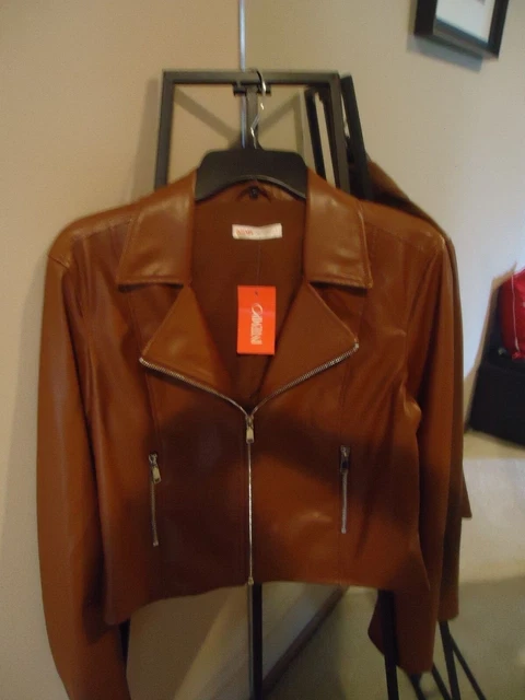 Intempo Cognac, Faux leather jacket - New with tags - Size S - Crop Length