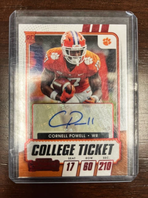 2021 Panini Contenders Draft Picks Cornell Powell Red Foil Rookie Auto Clemson