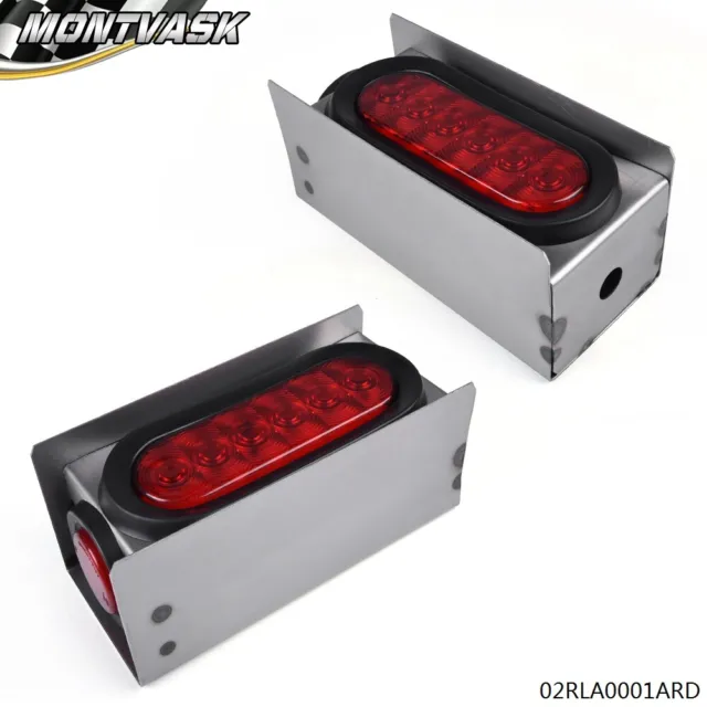 New Fit For Trailer Truck Steel Guard Box W/ 6" LED Oval Tail Light Marker Light