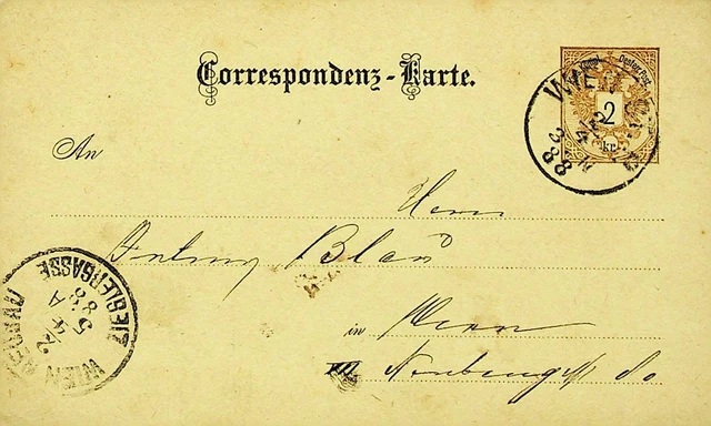 Österreich 1888 2kr Korrespondenz Postal Karte Von & Sich Wien