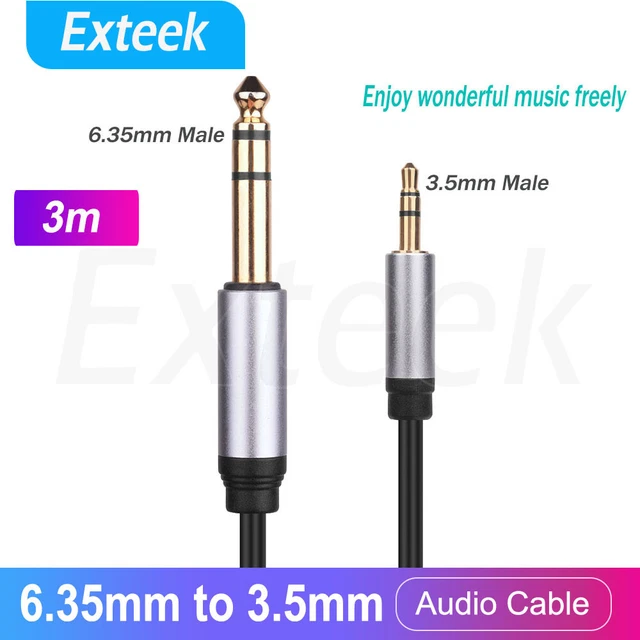 3.5mm Male Jack to 6.35mm 1/4 inch Stereo Audio AUX Plug Connector Cable 3m