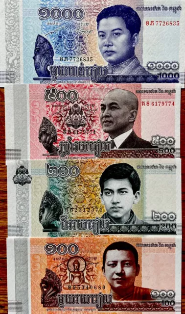 Cambodia 2014/22 Issue 100 200 500 1000 Riels Great Uncirculated Banknotes