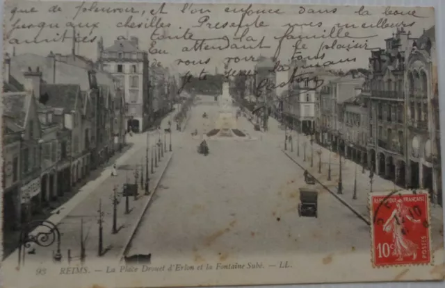 Reims 51 CPA La Place Drouet of Erlon and The Fountain Sube Good Condition 1910