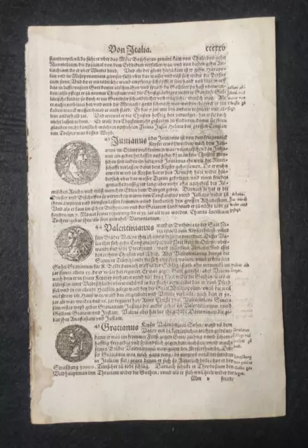 Xilografia Sebastian Munster Medaglioni Imperatori Romani 1574