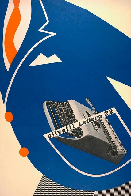 Poster Manifesto Locandina Pubblicità Ufficio Stampa Vintage Olivetti 50x70 Cm.