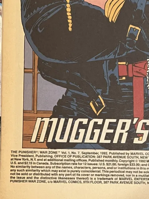 THE PUNISHER WAR ZONE - Vol. 1 #7 Police - Freeze!  Sept. 1992 - Marvel Comics 7