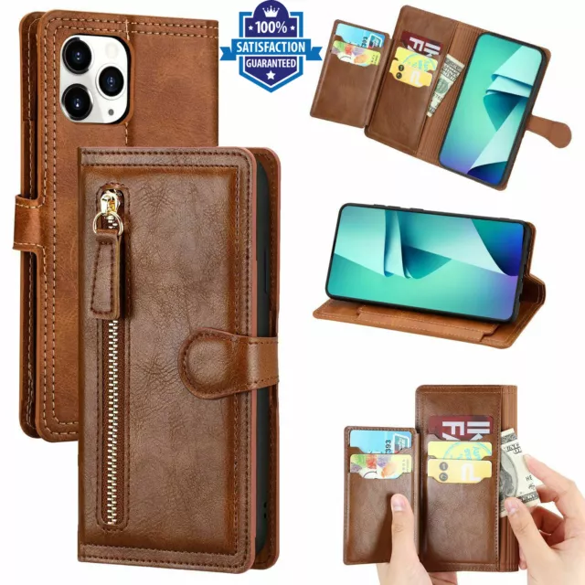 For iPhone 13 Pro Max MINI Wallet Case leather ID card slots RFID Blocking Stand