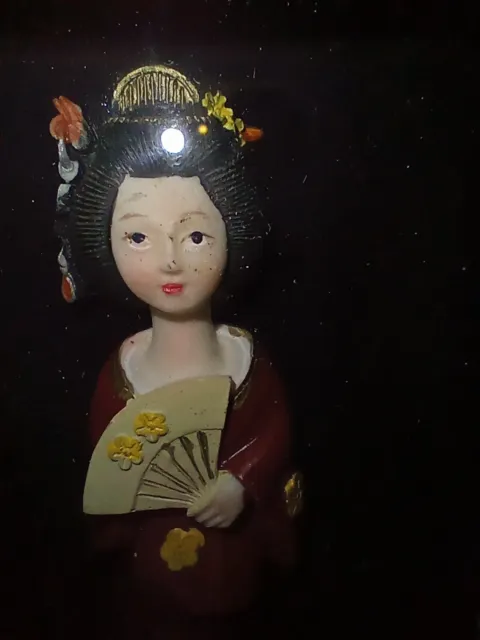 Exremely Rare, Beautiful Vintage Japanese Hand Painted Geisha Doll in Framed Box