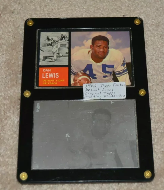 Detroit Lions Halfback 1962 Dan Lewis Topps Football Card + Printing Plate #1/1 2
