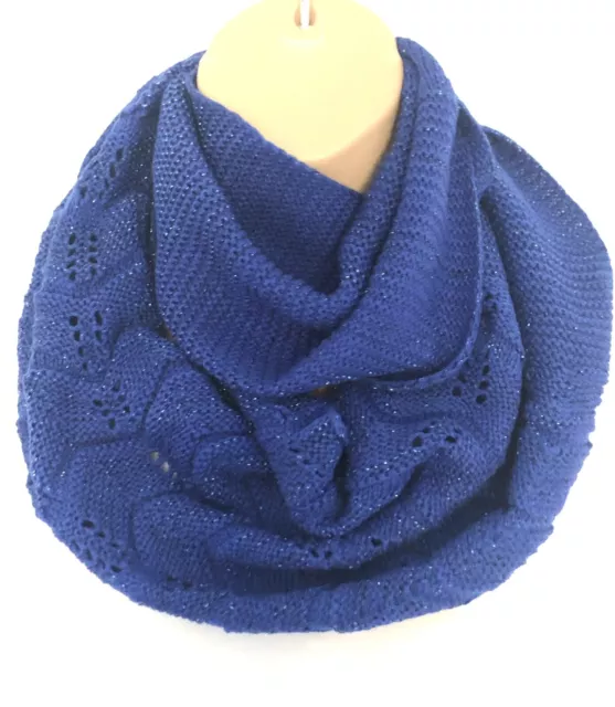 Superb Fancy Knit With Just A Hint Of Sparkle/Shimmer Blue Infinity Scarf Snood