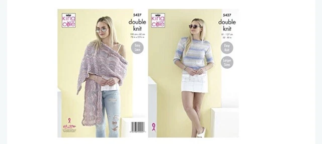 Suéter y chal de verano con patrón de tejido King Cole para mujer - DK 5427