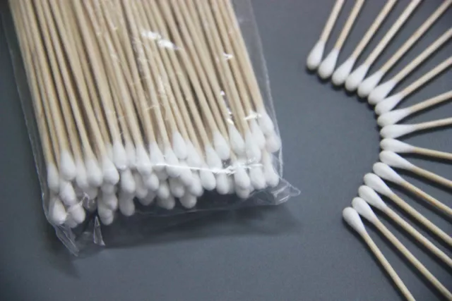 100Pcs Medical Swabs 6'' Long Wood Handle Sturdy Cotton Applicator