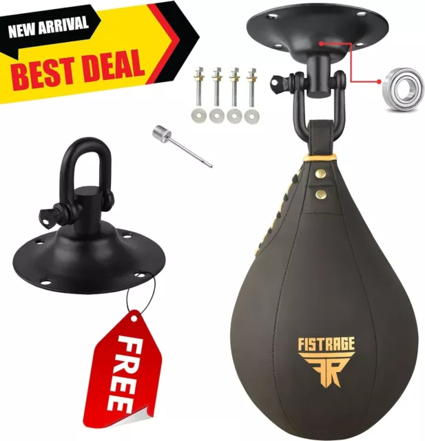 FISTRAGE Speed Ball Boxing Leather MMA Muay Thai Training Punching bag Swivel