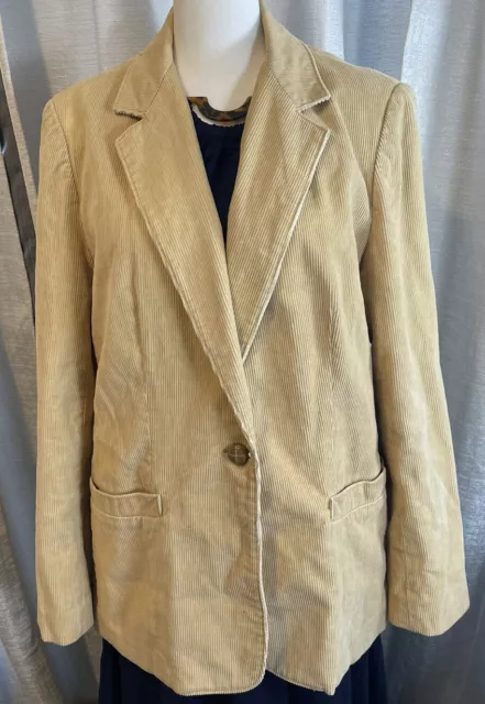 Vintage Paul Shaw Corduroy Beige Sport Coat Blazer Womens 12