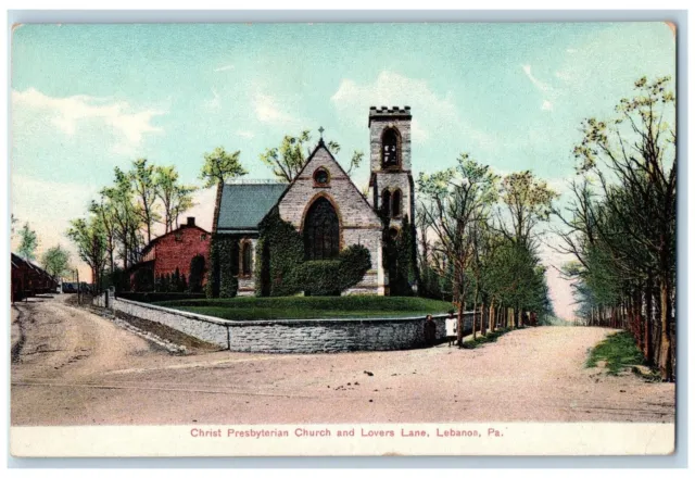 Lebanon Pennsylvania PA Postcard Christ Presbyterian Church Lovers Lane c1910's