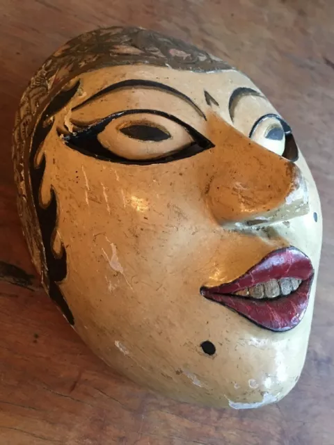 Very Fine Antique Indonesian Javanese Dance Mask Original Paint Excellent Patina