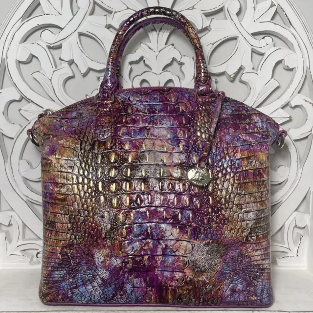 Brahmin Large Duxbury Satchel Fantasy Purple Gold Melbourne Leather