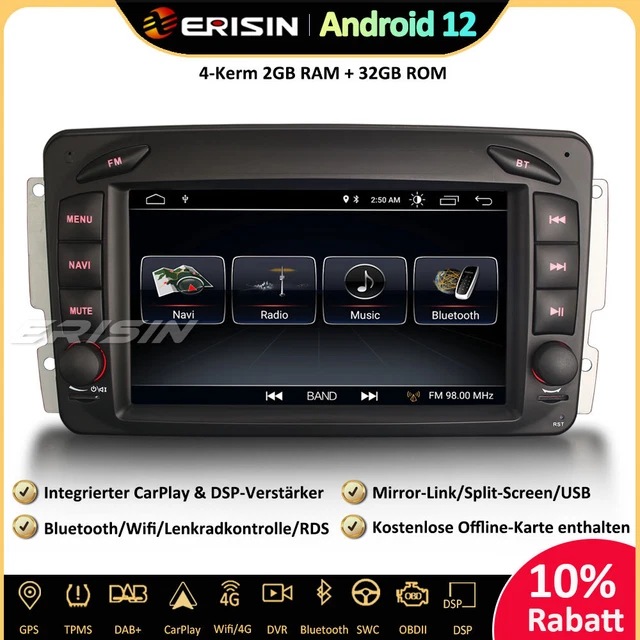 DAB+CarPlay Android 12 Autoradio GPS Navi 4G Mercedes G/C Klasse CLK Viano Vito