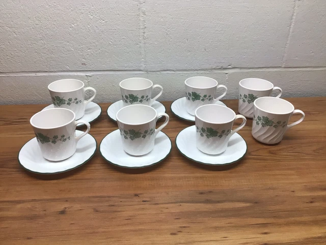 Corelle Callaway Ivy Swirl lot of 8 cups and 6  saucers