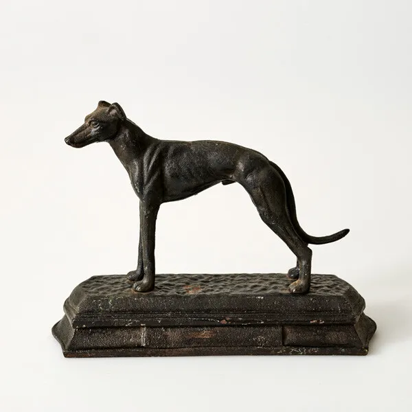 Greyhound Dog On Base Cast Iron Bronze Statue Sculpture