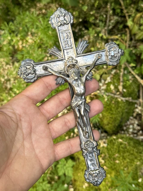 PENDENTIF ANCIENNE CROIX Crucifix Argent massif, Nacre EUR 50,00 - FR
