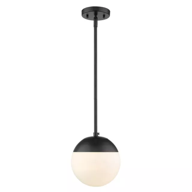 Dixon Small Pendant in Black with Opal Glass and Black Cap