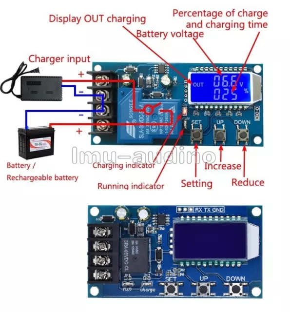 10A/30A 6V-60V Lithium Battery Charge NC Control Protection Board LCD Display