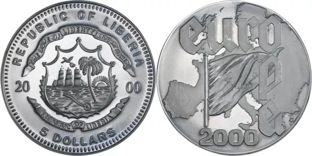 Liberia: 5 Dollars copper-nickel 2000 (Europe) - Proof