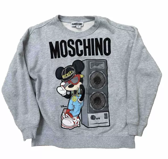 Moschino x H&M x Disney Graphic Sweatshirt Gray Medium Long Sleeve Mickey Mouse